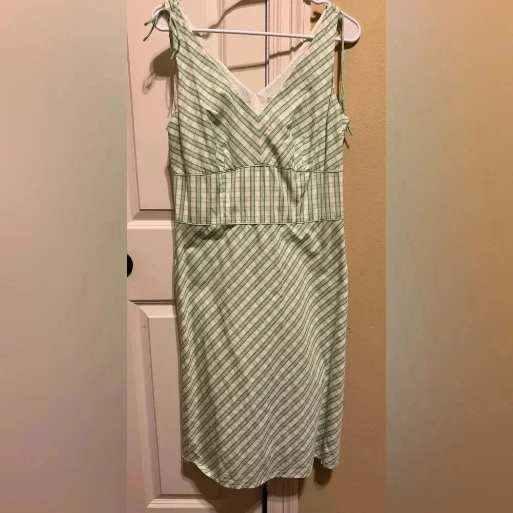 Anne Taylor Loft Sleeveless Green White Dress Sz 10